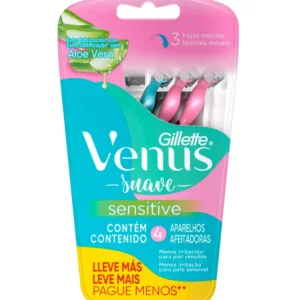 APARELHO DEPILATÓRIO GILLETTE VENUS 3 SUAVE SENSITIVE PB 4UN