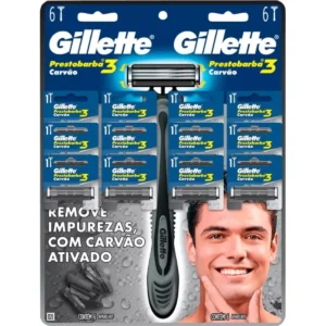 KIT c/12 und - APARELHO DE BARBEAR PRESTOBARBA 3 OS CARVÃO