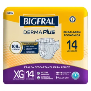 Kit c/04 und - FRALDA BIGFRAL DERMA PLUS ECONÔMICA XG 14UN GERIÁTRICA
