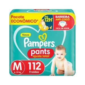 Kit c/04 und - Fralda Pampers Pants Ajuste Total Tamanho M, Fácil de Vestir, 112 Unidades